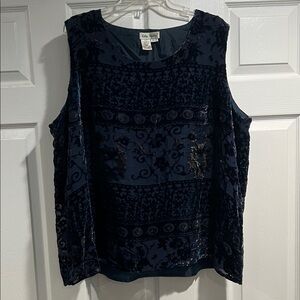 Ulla Popken Navy Floral Tank Top